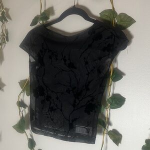 SHEIN Black Floral Sheer Blouse